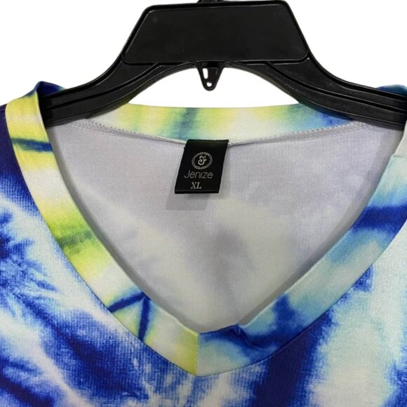 Jenize Tie Dye Boho Hippie T-Shirt Dress XL Colorful V-Neck Lounge Sleepwear - Picture 6 of 13
